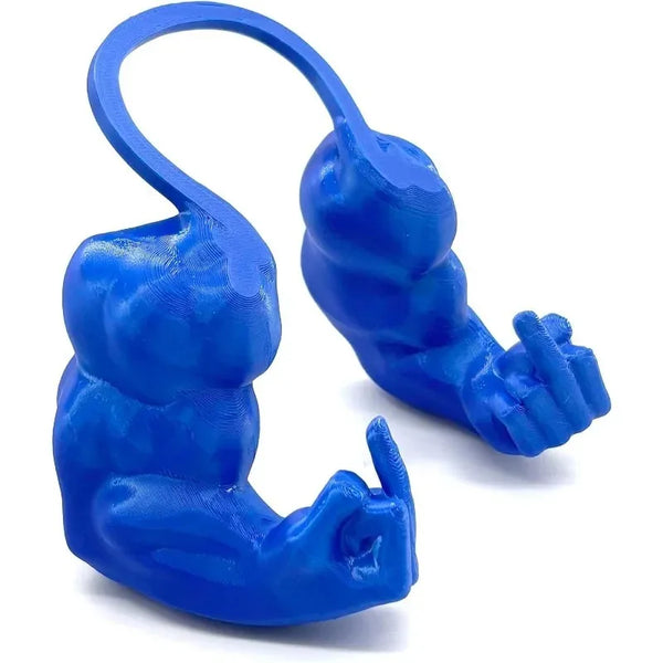 Blue silicone baby booties on a white background