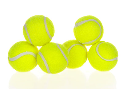 New professional-grade yellow tennis balls, set of five for tennis practice.
