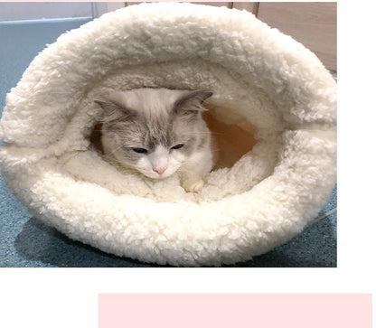 Lambswool Winter Cat Nest Sleeping Bag for Cats & Small Dogs