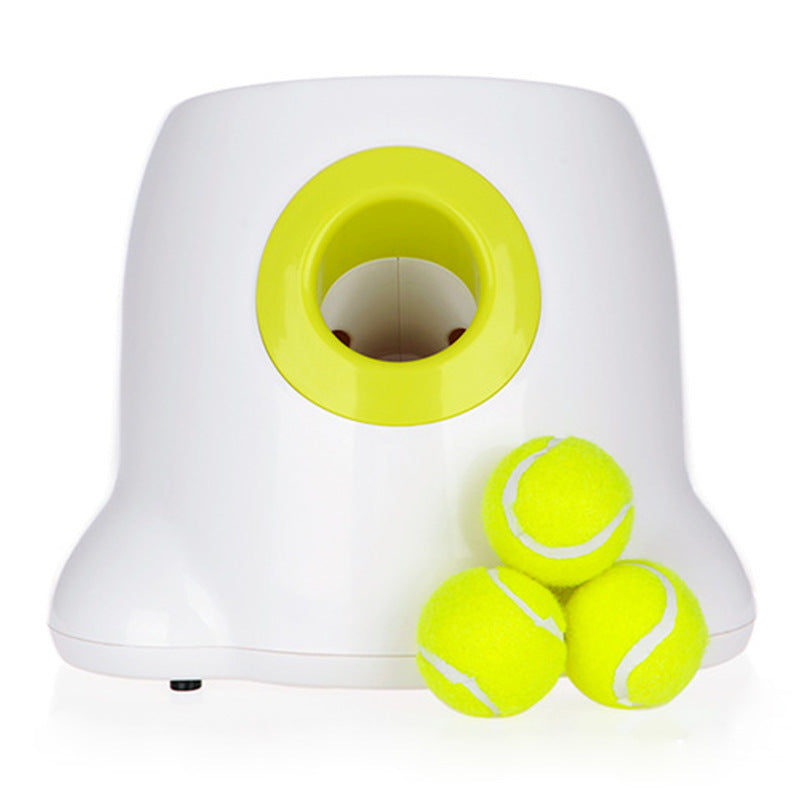 All For Paws Hyper Fetch Mini automatic ball launcher, white and lime green interactive toy for dogs.