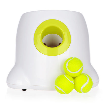 All For Paws Hyper Fetch Mini automatic ball launcher, white and lime green interactive toy for dogs.
