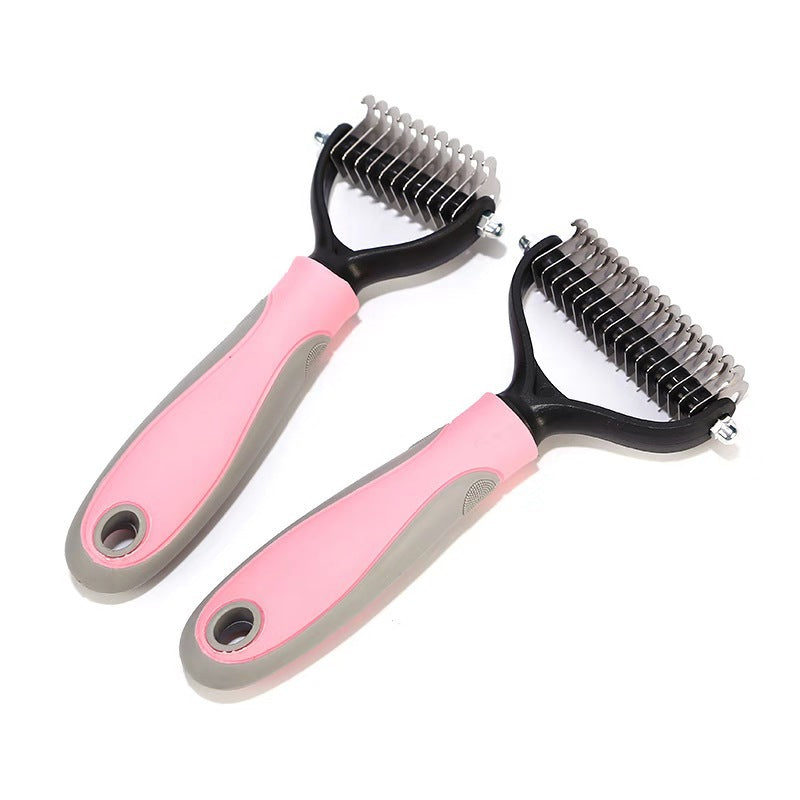 2-in-1 Stainless Steel Double-Sided Pet Brush – Deshedding Comb for Dogs & Cats