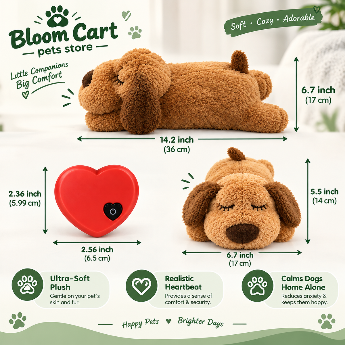 Heartbeat Plush Toy for Pet Anxiety Relief & Sleep