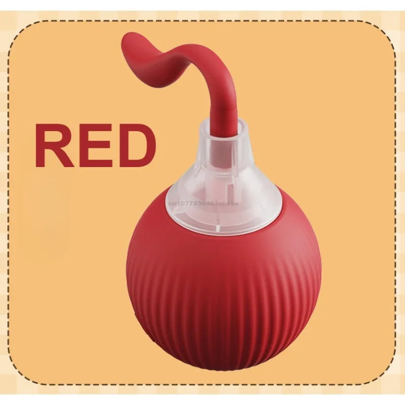 Red ball with a handle on a beige background