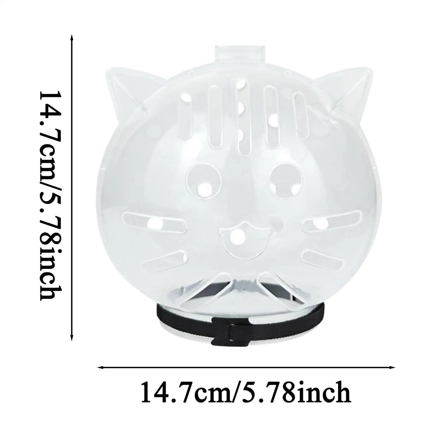 Transparent helmet visor with measurements on a white background