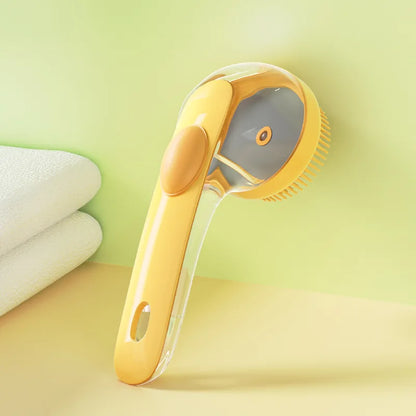 Yellow and gray fabric shaver on a light green background