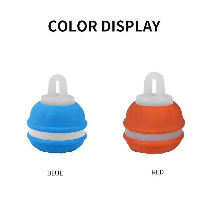 Two silicone water bottles, one blue and one red, on a white background with 'Color Display' text above.