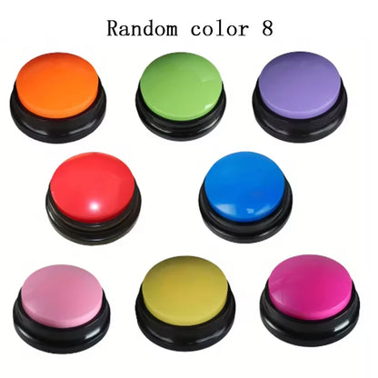 Nine colorful buttons with black bases on a white background, labeled 'Random color 8'.