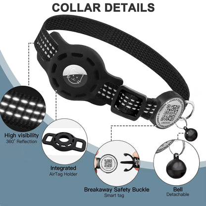 Black dog collar with features highlighted on a white background