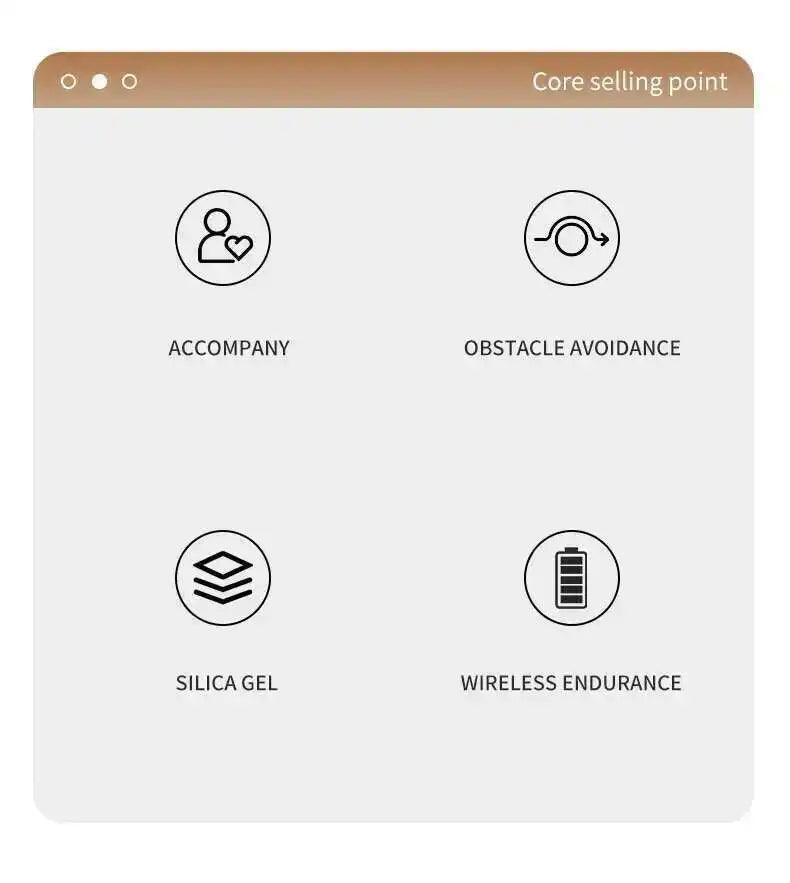 List of core selling points with icons and text on a white background