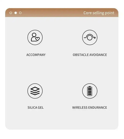 List of core selling points with icons and text on a white background