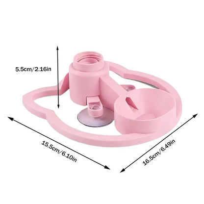 Pink hair tie with measurements on a white background