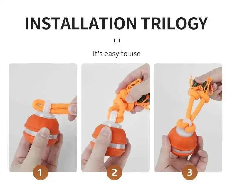 Step-by-step installation guide for an orange device with text 'Installation Trilogy' and 'It's easy to use'.