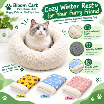 Lambswool Winter Cat Nest Sleeping Bag for Cats & Small Dogs