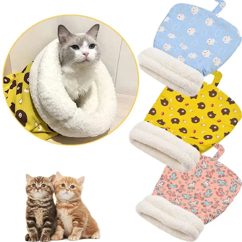 Lambswool Winter Cat Nest Sleeping Bag for Cats & Small Dogs