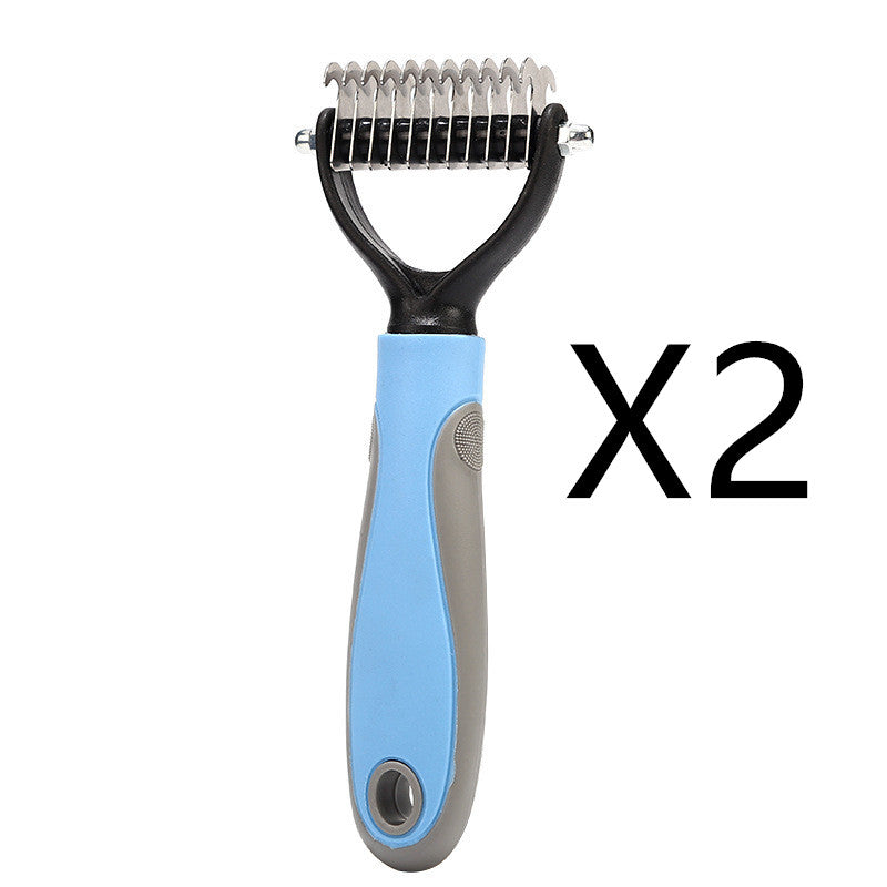 2-in-1 Stainless Steel Double-Sided Pet Brush – Deshedding Comb for Dogs & Cats