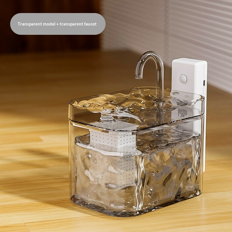 Transparent model with a transparent faucet on a wooden surface
