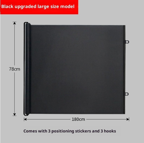 Black screen with dimensions and additional features on a gray background